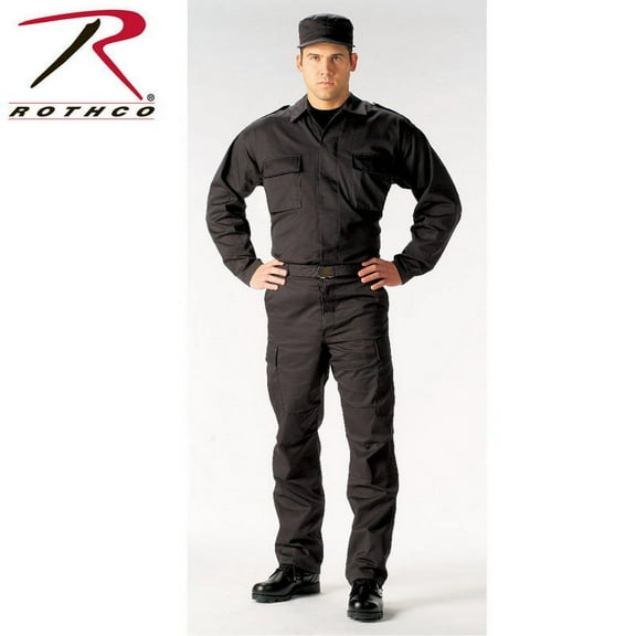 Rothco 2 Pocket BDU Shirt, Black, Medium