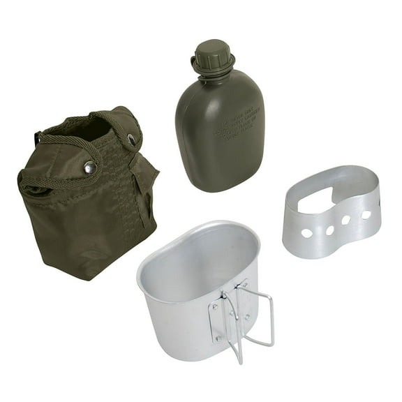 Rothco 4 Piece Canteen Kit w/Cover & Aluminum Cup & Stove / Stand, Olive Drab, 1