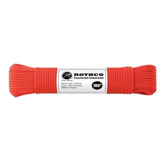 Rothco Polyester Paracord - Red, 100'