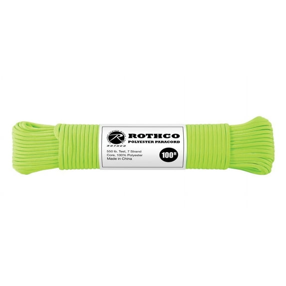 Rothco Polyester Paracord - Safety Green, 100'