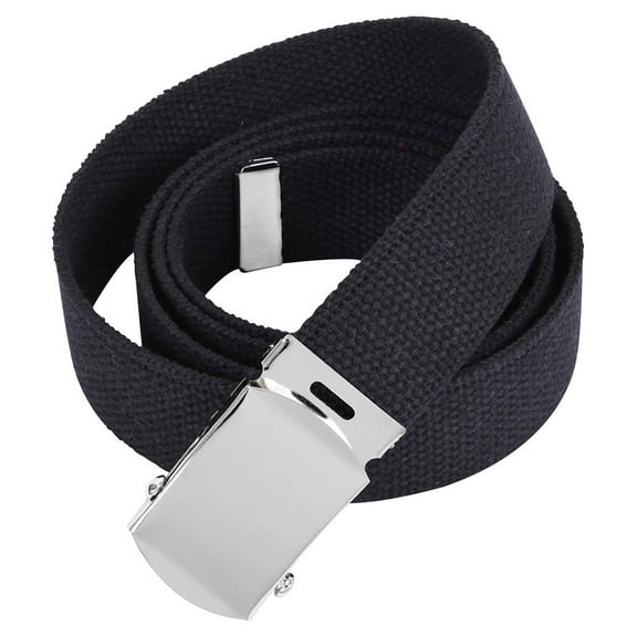 Rothco 64 Inch Military Color Web Belts - Black, Chrome Buckle
