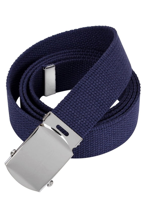 64 Inch Military Color Web Belts - Navy Blue, Chrome Buckle