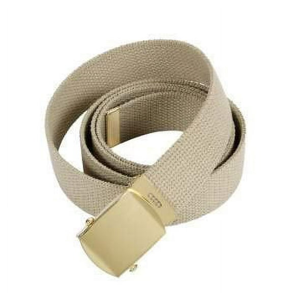 Rothco 64 Inch Military Web Belts - 4264 - Khaki-Brass Buckle