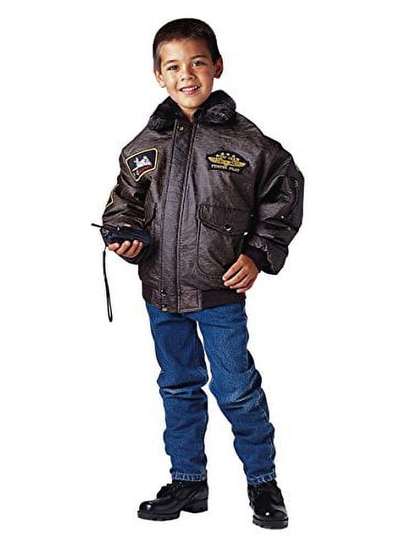 8609 Men Kids WWII Aviator Flight Jacket, Brown - Medium