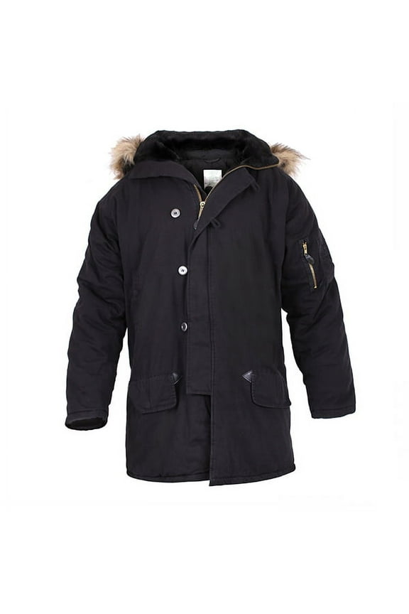 16182 Vintage N-3B Parka Military Jackets, Black - 3XL