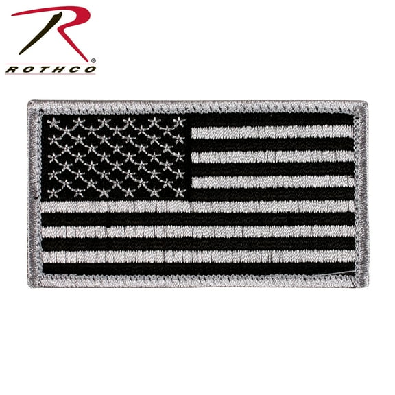 Rothco American Flag Patch - Hook Back - Black / Silver, Reverse