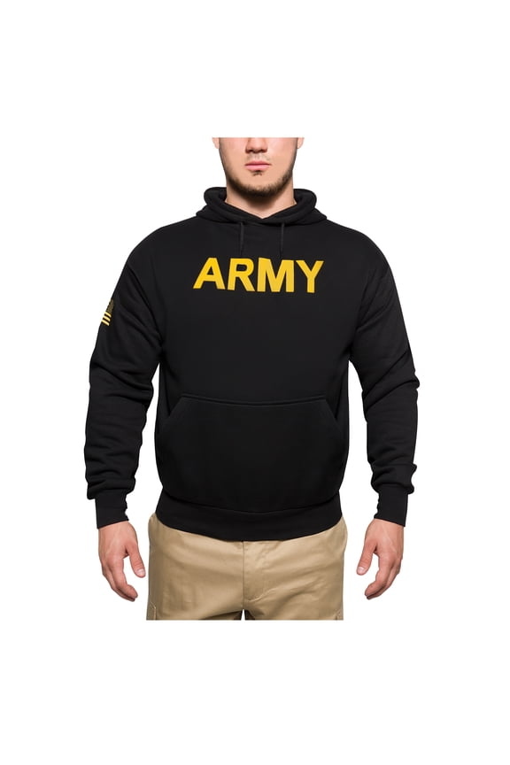 20728 Army Printed Pullover Hoodie, Black - Extra Large