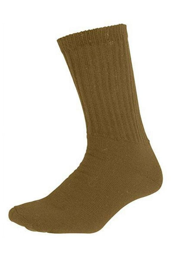 Athletic Crew Socks, Coyote Brown, 10 - 13