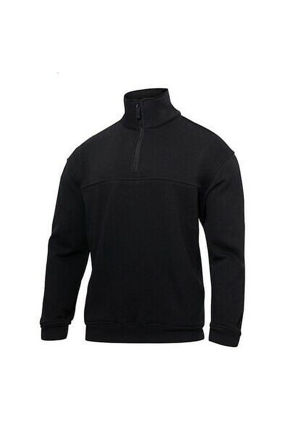 19607 Men Firefighter & EMS Quarter Zip Job Long Sleeve Shirt, Black - Medium