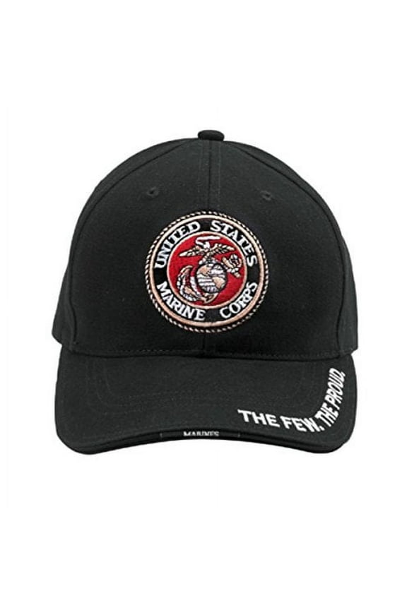 10807 Deluxe Low Profile Cap with USMC Eagle Globe & Anchor Logo, Black