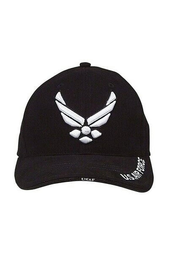 10912 Deluxe U.S. Air Force Wing Low Profile Insignia Cap, Black