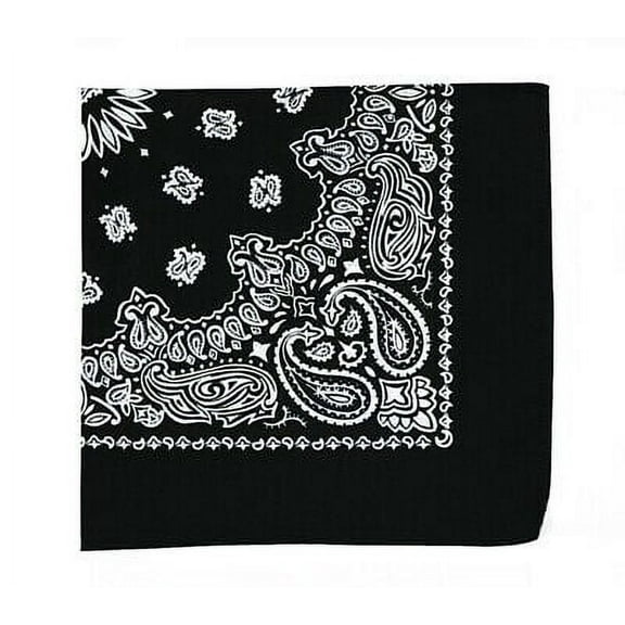 Rothco 2833 22 x 22 in. Trainmen Paisley Bandana, Black