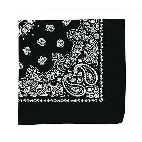Rothco 2833 22 x 22 in. Trainmen Paisley Bandana, Black