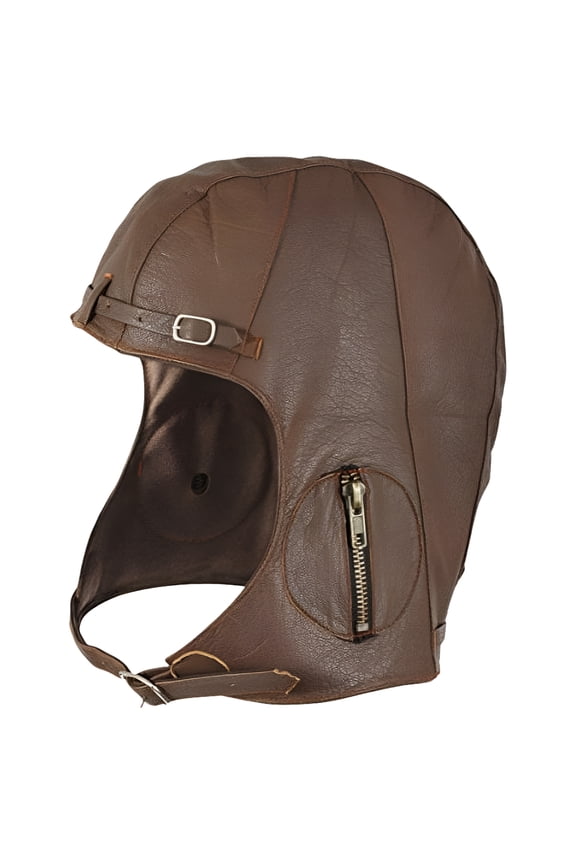 Brown Leather Pilot Helmet - 3569 - Small