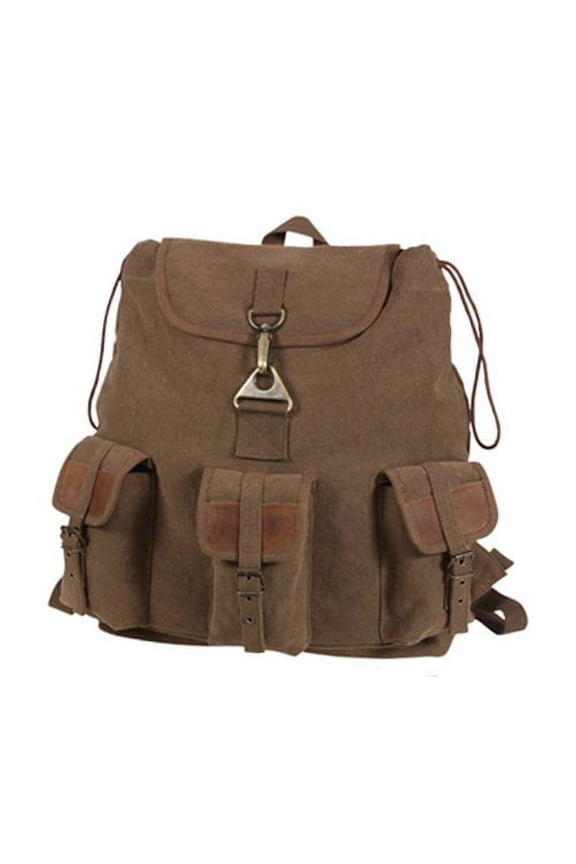 11204 Vintage Canvas Wayfarer Backpack with Leather Accents
