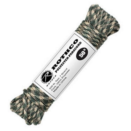 Rothco Camo Polyester Paracord - Woodland Camo, 50'