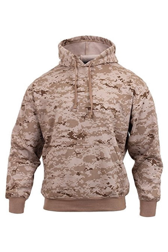 Camo Pullover Hooded Sweatshirt, Desert Digital Camo, XL