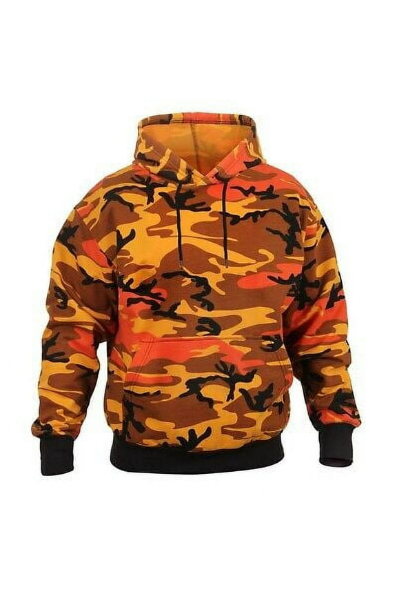 Camo Pullover Hooded Sweatshirt, Savage Orange Camo, M
