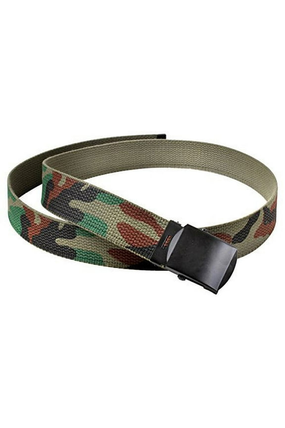 Camo Reversible Web Belt, Woodland Camo/Olive Drab, 54 Inches