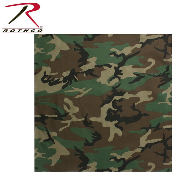 Rothco Camouflage 100% Cotton Bandana, Woodland Camo, 22" x 22"