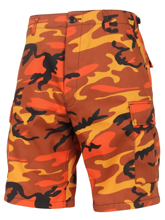 Colored Camo BDU Shorts,Savage Orange Camo,Large