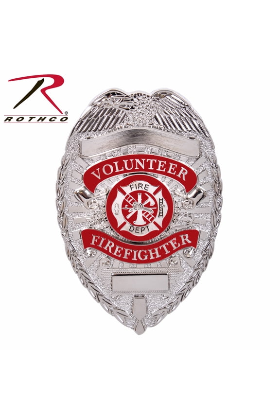 Deluxe Fire Department Badge, Silver