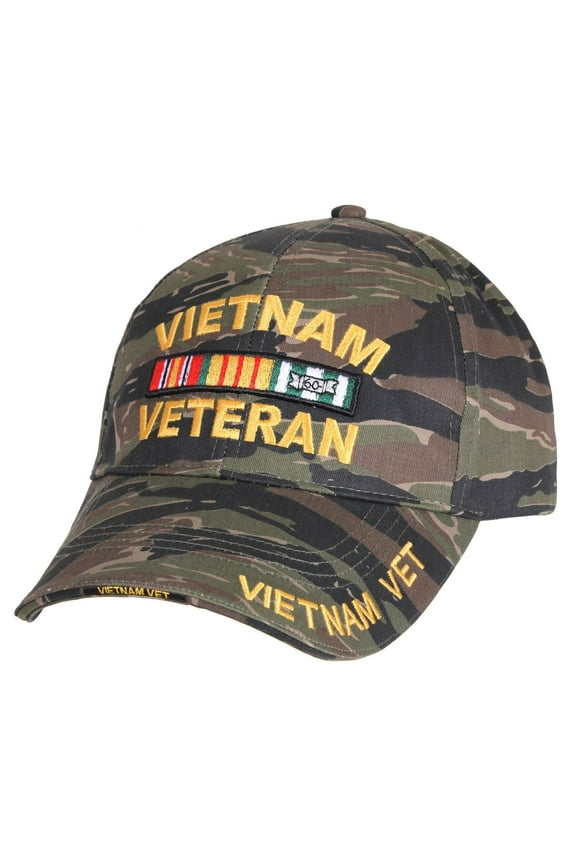 15265 Deluxe Low Profile Vietnam Veteran Insignia Cap, Tiger Stripe Camo
