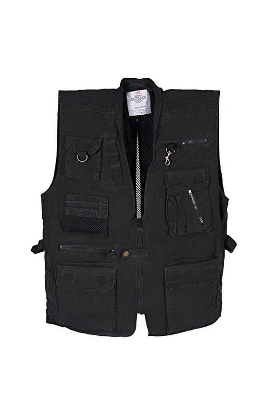 8496 Men Deluxe Safari Outback Vest, Black - Small