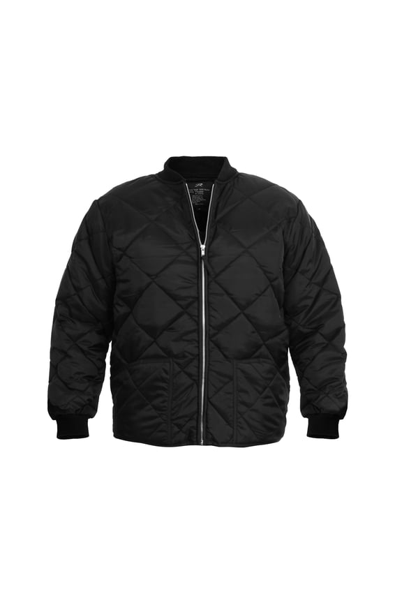 Diamond Nylon Quilted Flight Jacket, Black, 3XL