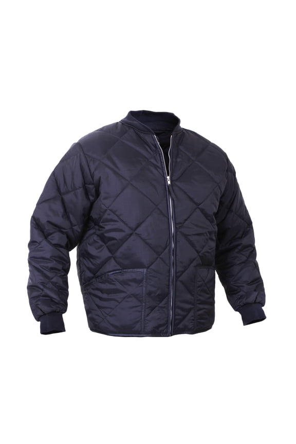 Diamond Nylon Quilted Flight Jacket, Navy Blue, M