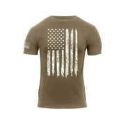 Rothco Distressed US Flag Athletic Fit T-Shirt, Coyote Brown, L