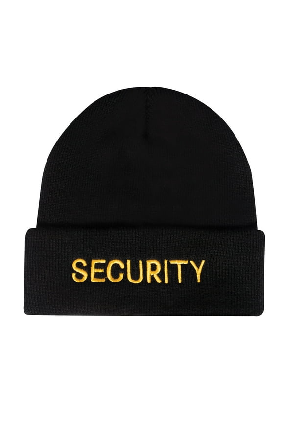 Embroidered Security Watch Cap - Black & Gold