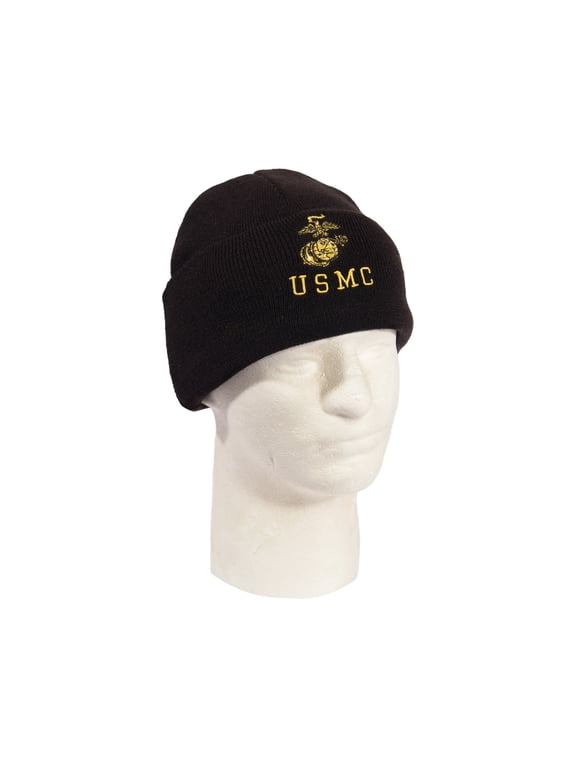 21963 Embroidered USMC Watch Caps with Gold Eagle, Globe & Anchor Insignia