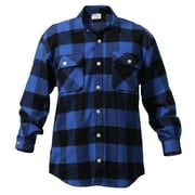 Rothco Extra Heavyweight Buffalo Plaid Flannel Shirt, Blue Plaid, XL