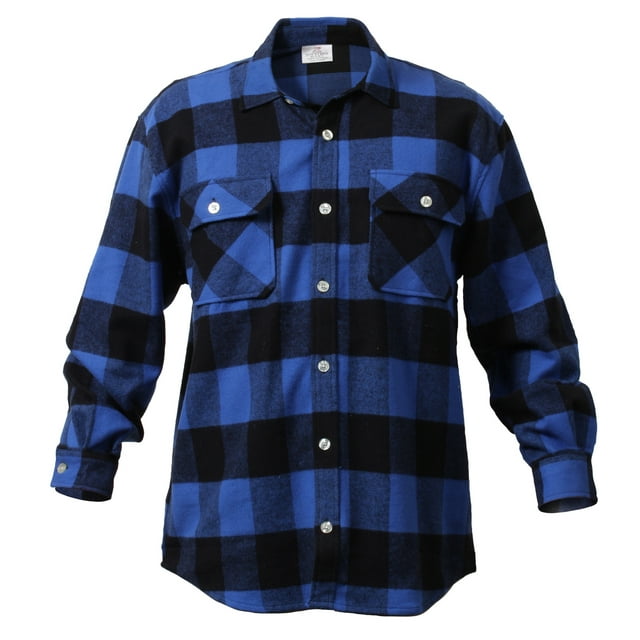 Rothco Extra Heavyweight Buffalo Plaid Flannel Shirt, Blue Plaid, XL
