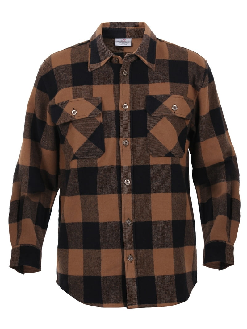 Rothco Heavy Lumberjack Buffalo Plaid Flannel Shirt, 3XL, Brown