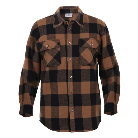 Rothco Extra Heavyweight Buffalo Plaid Flannel Shirt, Brown Plaid, 3XL