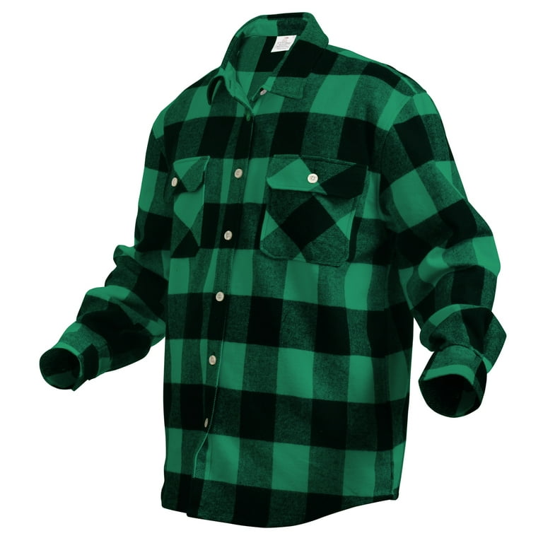 Rothco Extra Heavyweight Buffalo Plaid Flannel Shirt, Green Plaid