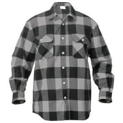 Rothco Extra Heavyweight Buffalo Plaid Flannel Shirt, Grey Plaid, M