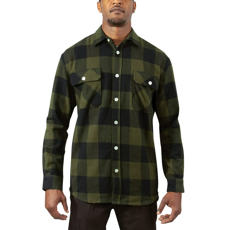 Rothco Extra Heavyweight Buffalo Plaid Flannel Shirt, Olive Drab