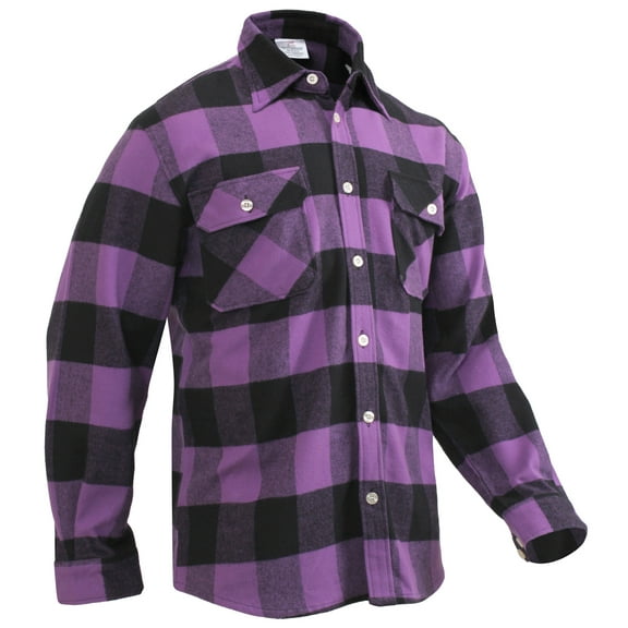 Rothco Extra Heavyweight Buffalo Plaid Flannel Shirt, Purple Plaid, L