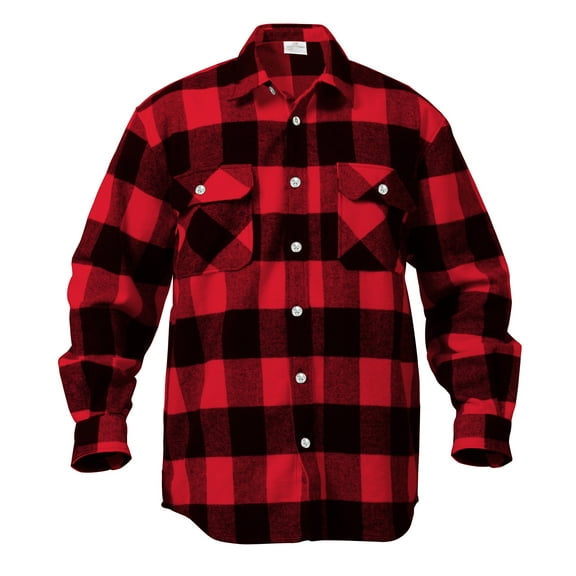 Rothco Extra Heavyweight Buffalo Plaid Flannel Shirt, Red Plaid, XS
