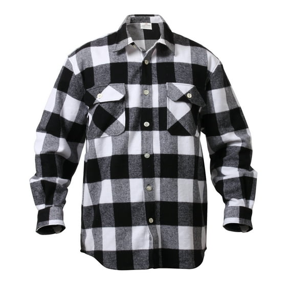 Rothco Extra Heavyweight Buffalo Plaid Flannel Shirt, White Plaid, M