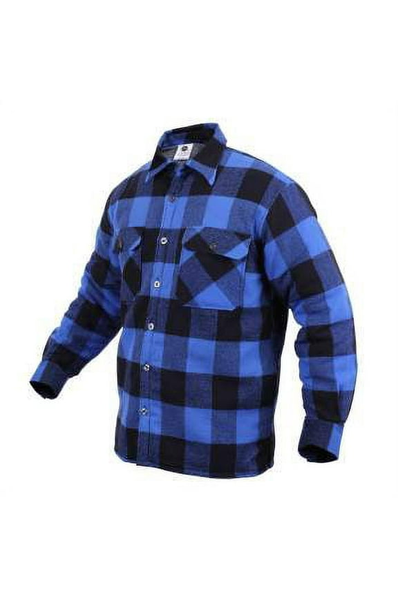 Extra Heavyweight Buffalo Plaid Sherpa Lined Flannel Shirts,Blue,2XL