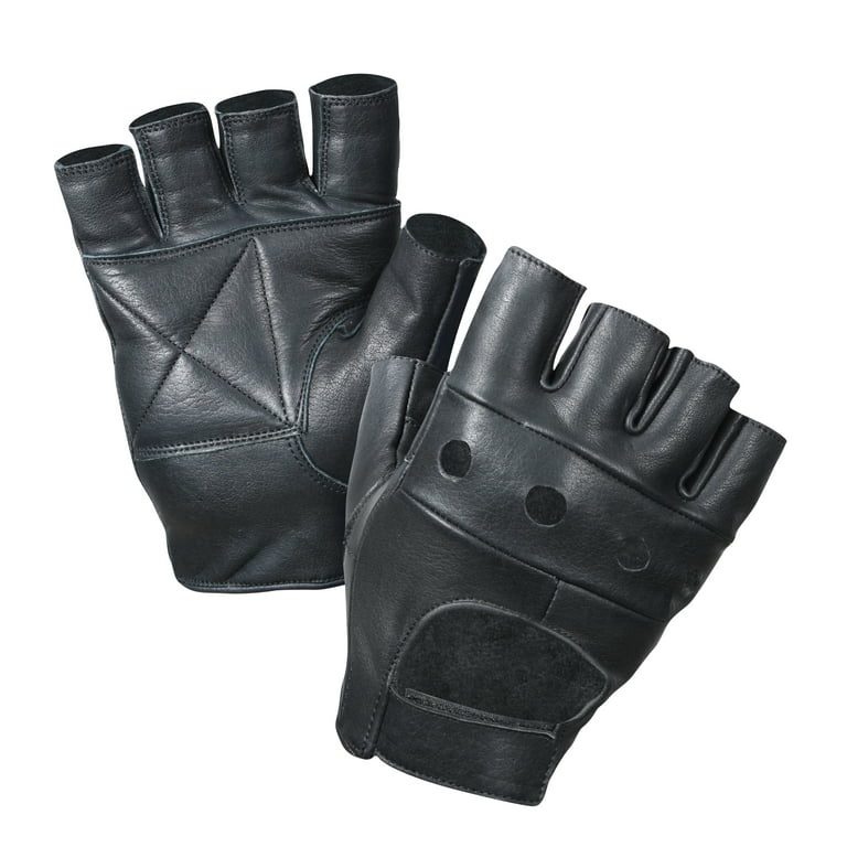 Leather biker gloves fingerless clearance