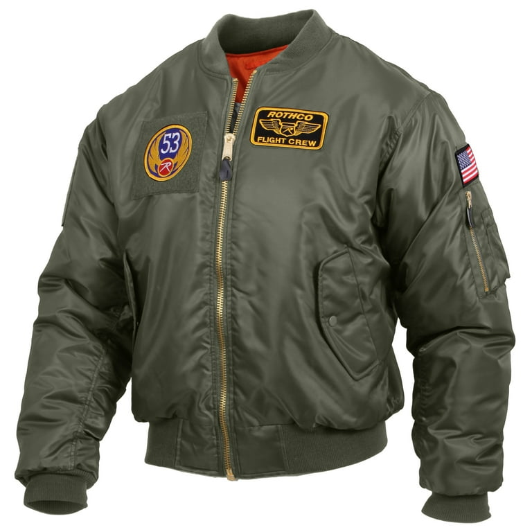 Rothco Flight Jacket with Patches,Sage Green,L - Walmart.com