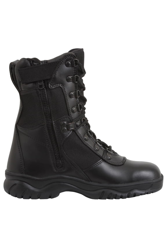 Rothco Forced Entry 8in Boot w/Side Zipper, Black, 9.5, 5053-Black-9.5