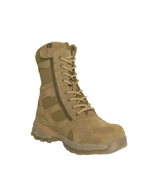 Forced Entry Composite Toe AR 670-1 Coyote Brown Side Zip Tactical Boot - 8 Inch