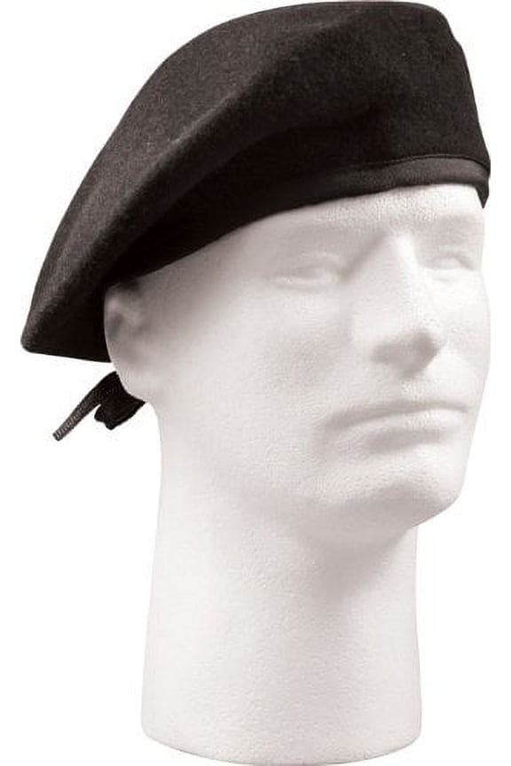 GI Type Beret Without Flash - Black, 7 1/2
