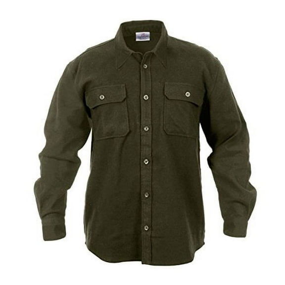Rothco 14446 Men Heavy Weight Solid Flannel Long Sleeve Shirt, Olive Drab - Extra Large